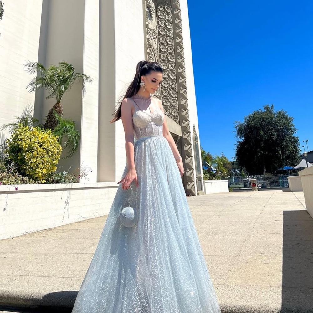 Elegant Silver Evening Gown